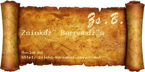 Zsinkó Barnabás névjegykártya