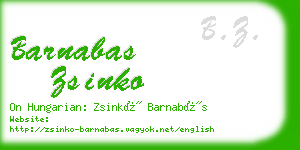 barnabas zsinko business card